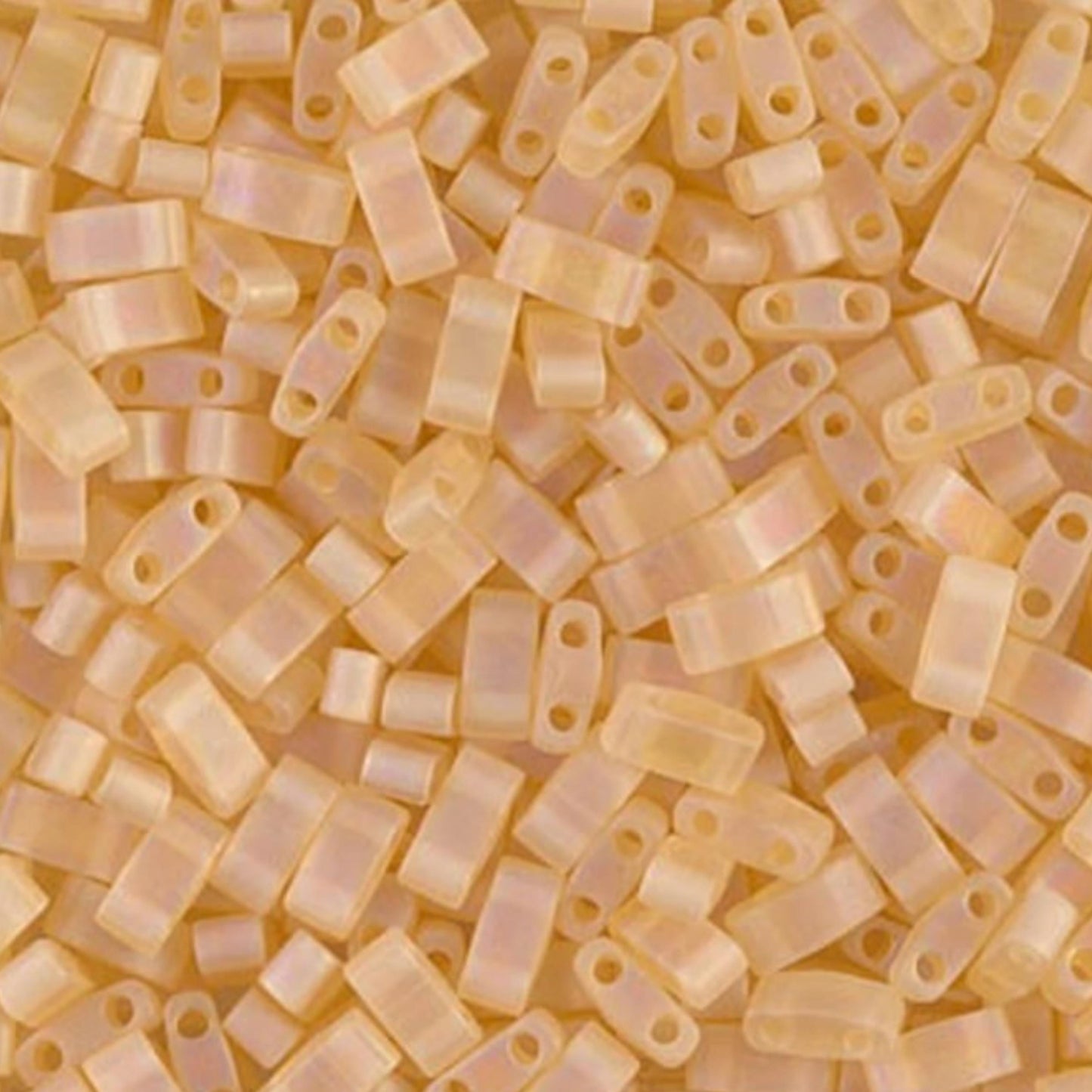 Miyuki Half Tila Beads Matte Transparent Light Amber AB Glass Tile Beds HTL-0132FR | Half | 8 Grams for Jewelry Making