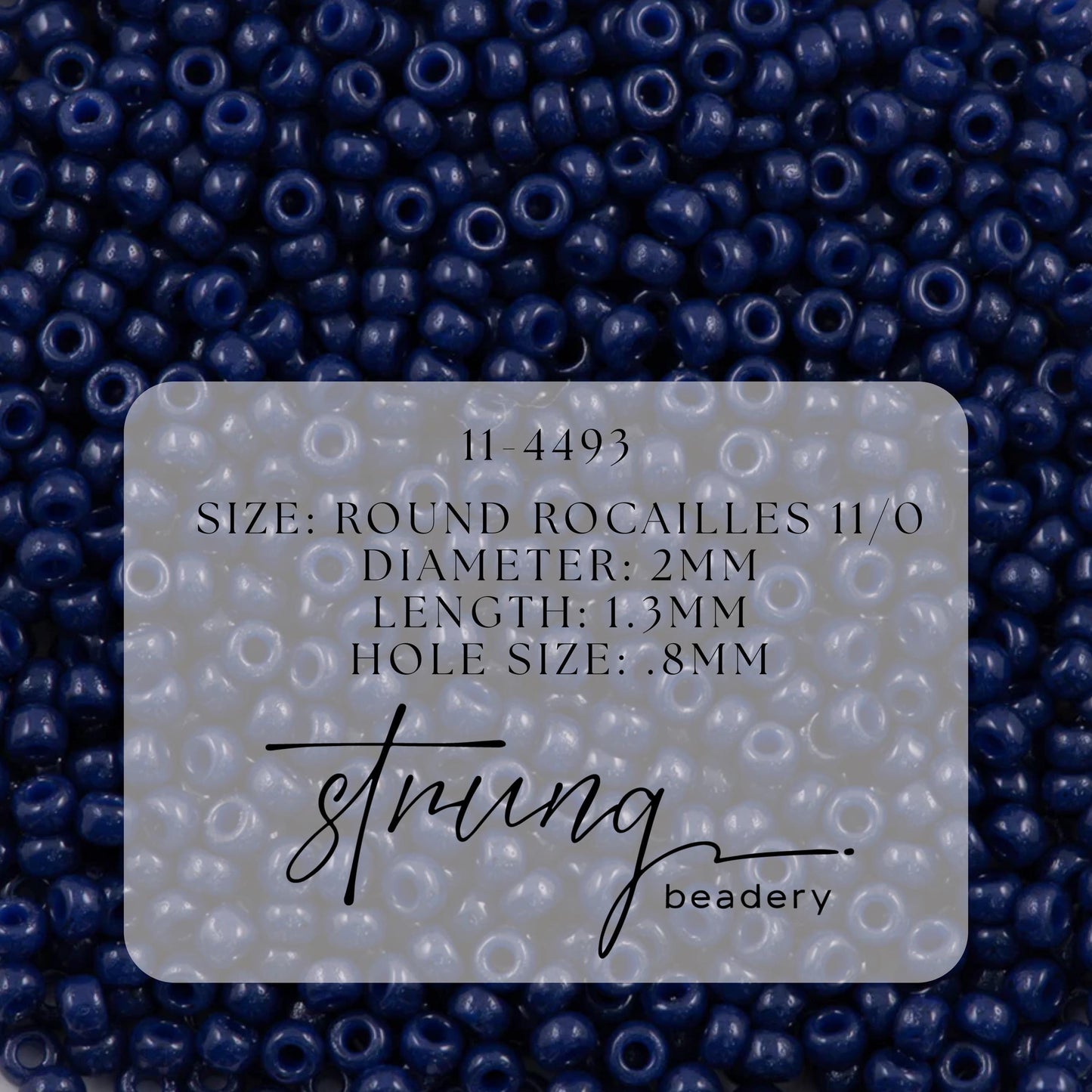 11-4493 Miyuki Seed Bead Round Rocailles 11/0 | Duracoat Opaque True Navy Blue | 15g | Japanese Beads Jewelry Making