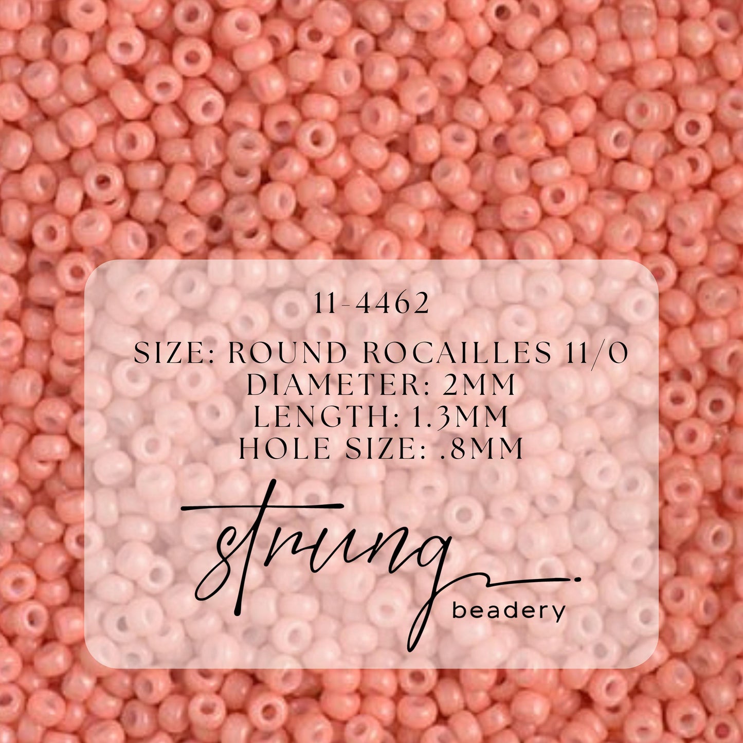 11-4462 Miyuki Seed Bead Round Rocailles 11/0 | Duracoat Opaque Med Salmon Pink | 15g | Japanese Beads Jewelry Making