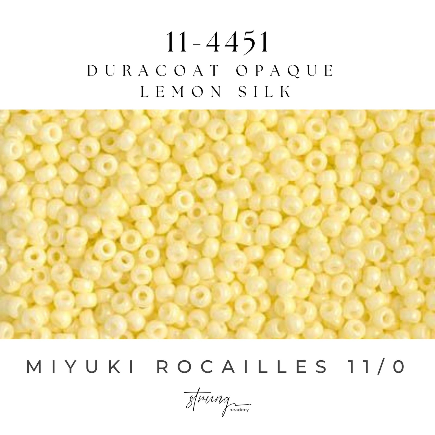 11-4451 Miyuki Seed Bead Round Rocailles 11/0 | Duracoat Opaque Lemon Silk | 15g | Japanese Beads Jewelry Making