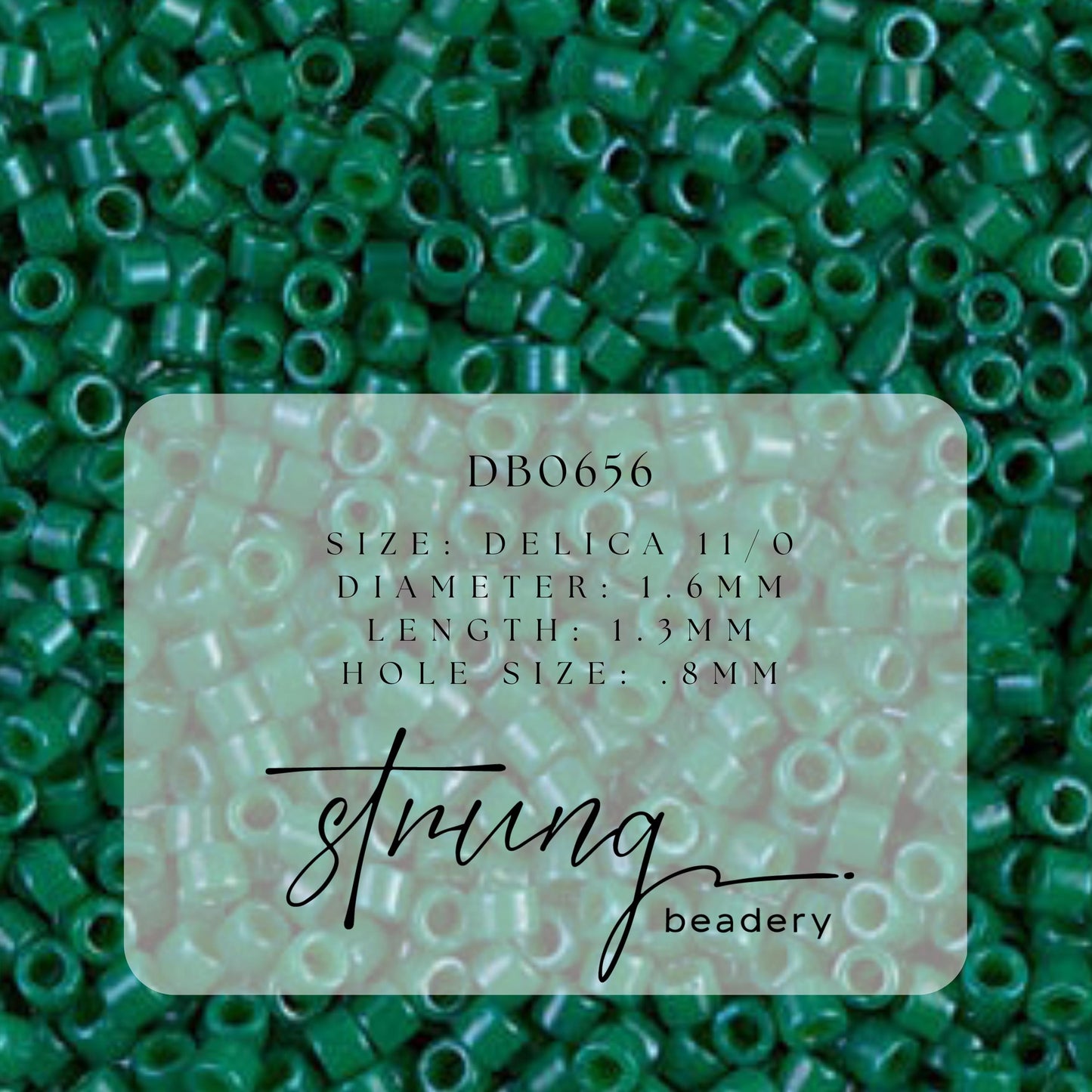 DB0656 Miyuki Delica Beads 11/0 Dyed Opaque Green– 8 grams - Japanese Seed Beads for Jewelry Making