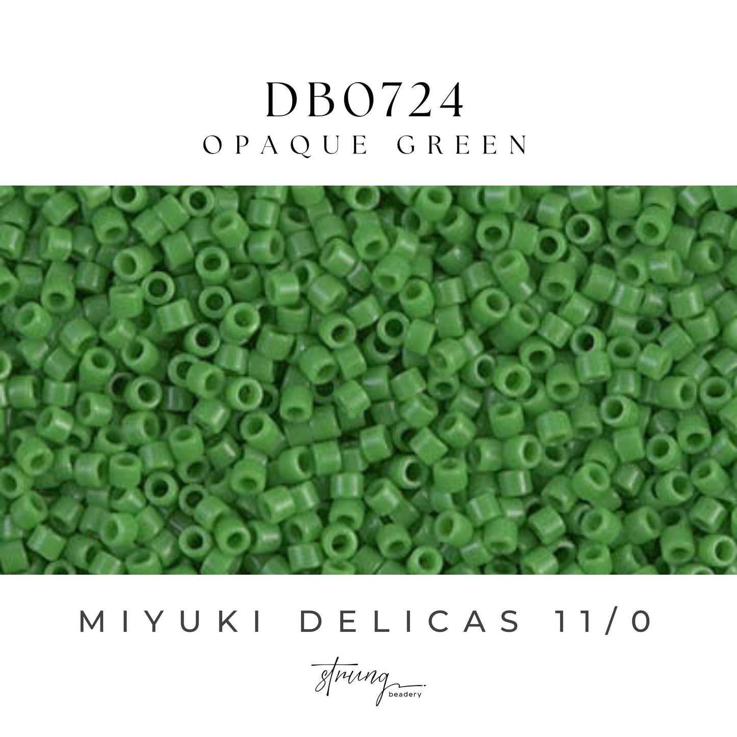 DB0724 Miyuki Delica Beads 11/0 Opaque Green - 8 grams - Japanese Seed Beads for Jewelry Making