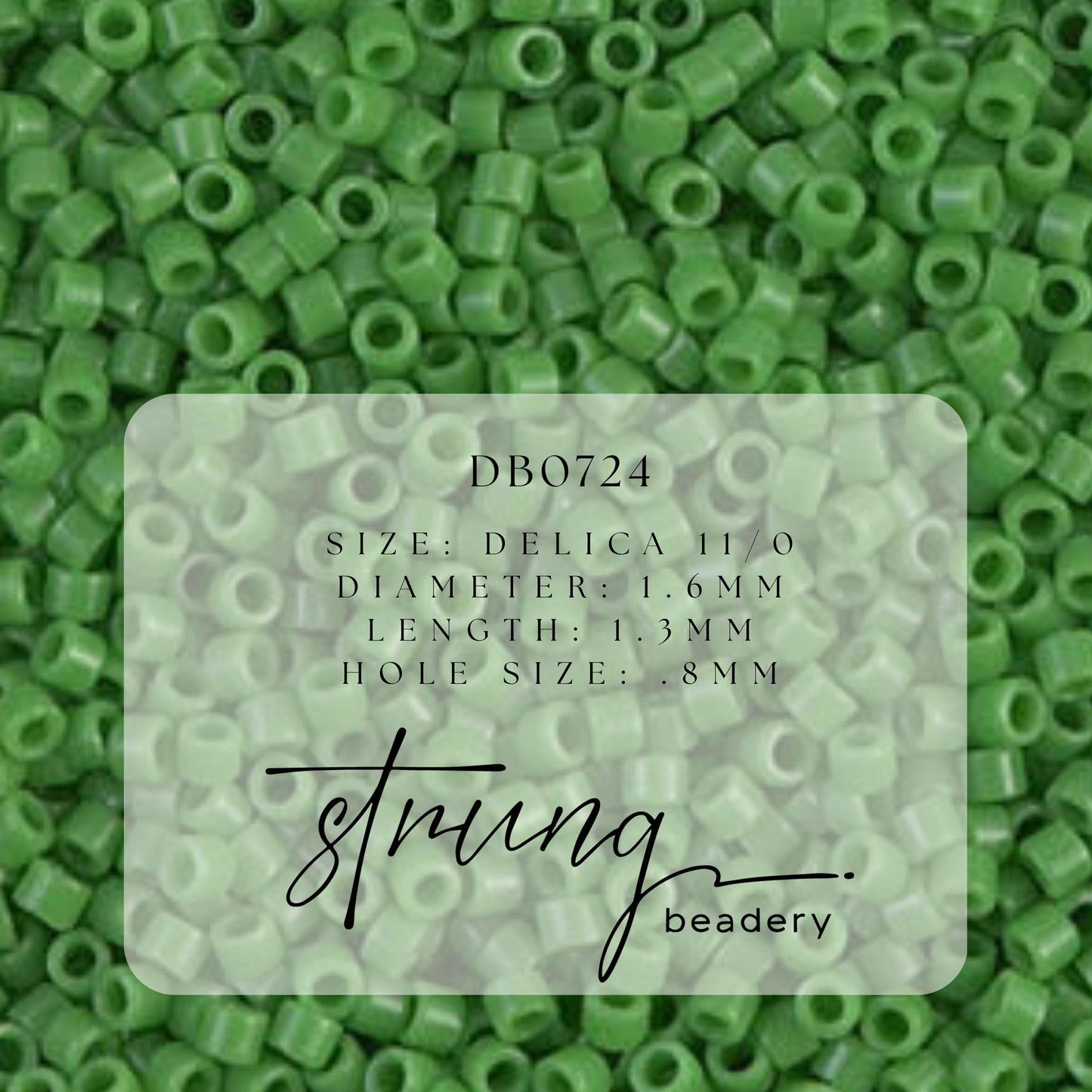DB0724 Miyuki Delica Beads 11/0 Opaque Green - 8 grams - Japanese Seed Beads for Jewelry Making