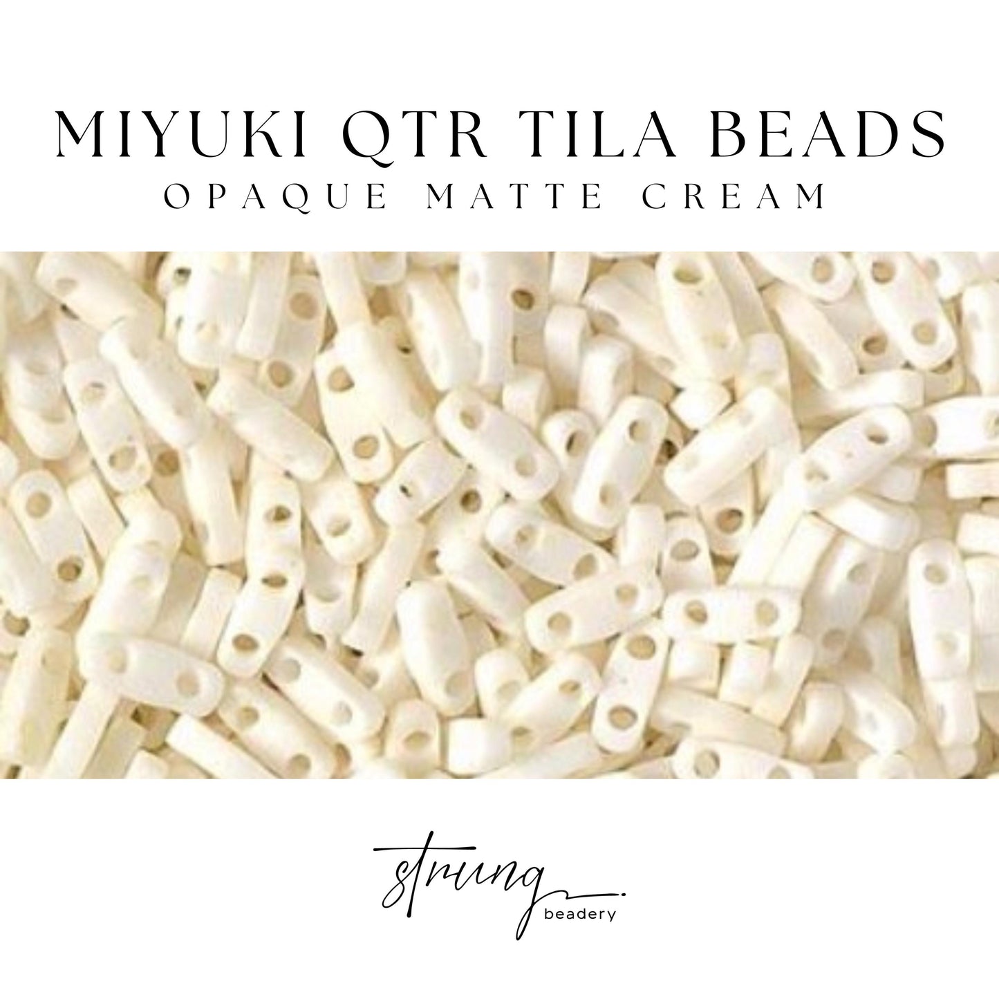 Miyuki Quarter Tila Bead Opaque Matte Cream Glass Tile Beads QTL-2021 | Quarter | 8 Grams for Jewelry Making