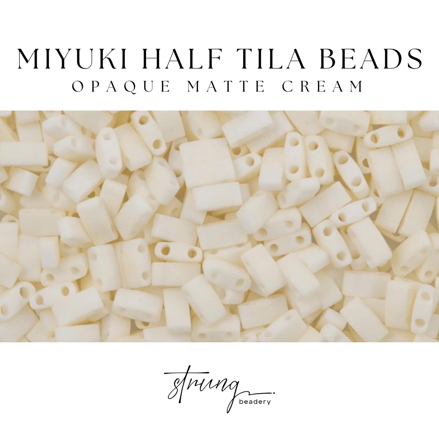 Miyuki Half Tila Beads Opaque Matte Cream Glass Tile Beds HTL-2021 | Half | 8 Grams for Jewelry Making
