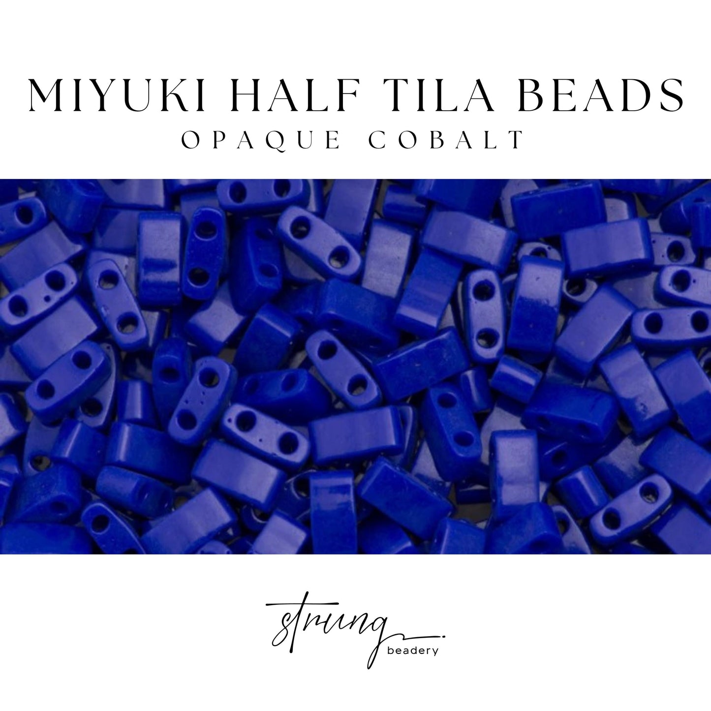 Miyuki Half Tila Beads Opaque Cobalt Glass Tile Beds HTL-0414 | Half | 8 Grams for Jewelry Making