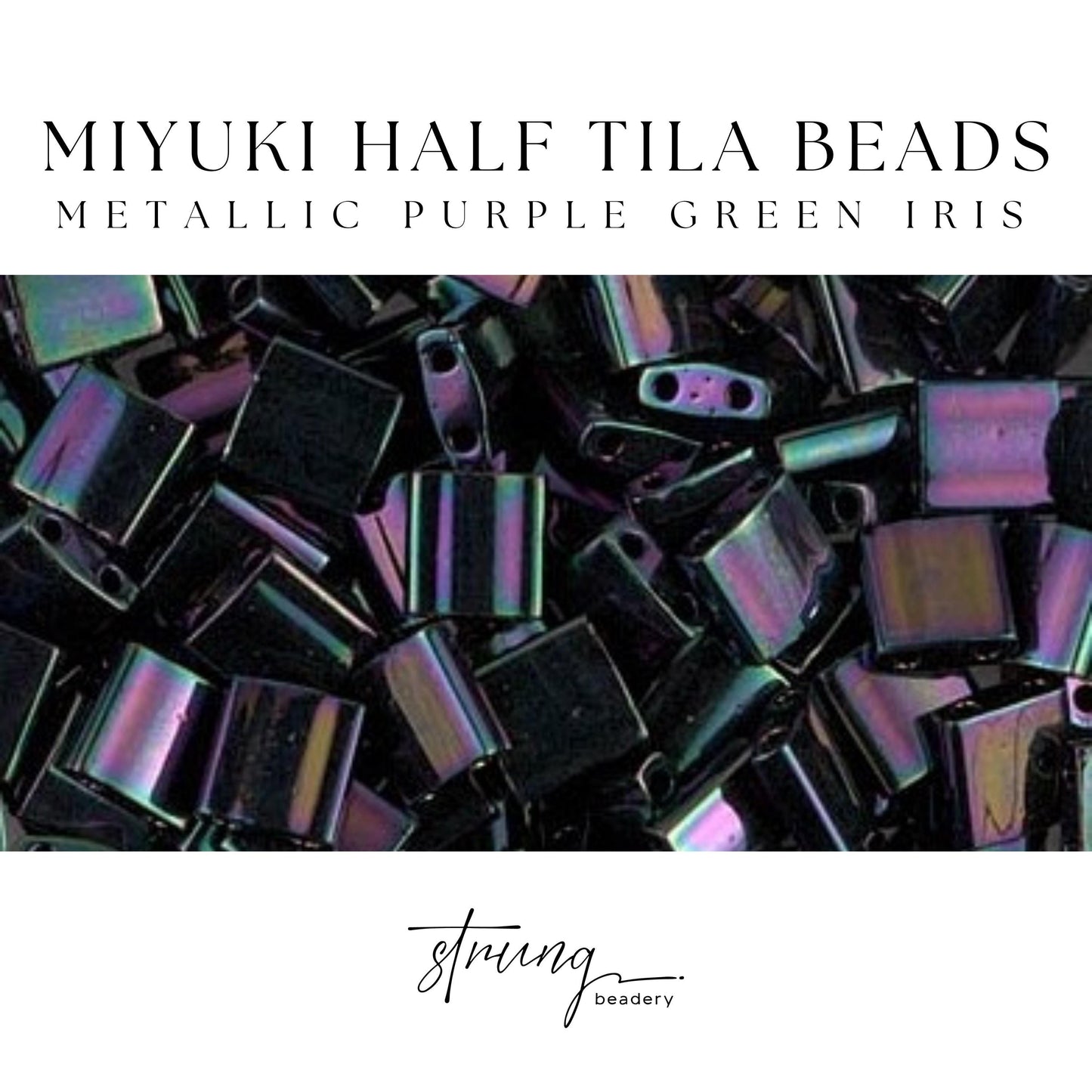 Miyuki Half Tila Beads Metallic Purple Green Iris Glass Tile Beds HTL-0454 | Half | 8 Grams for Jewelry Making