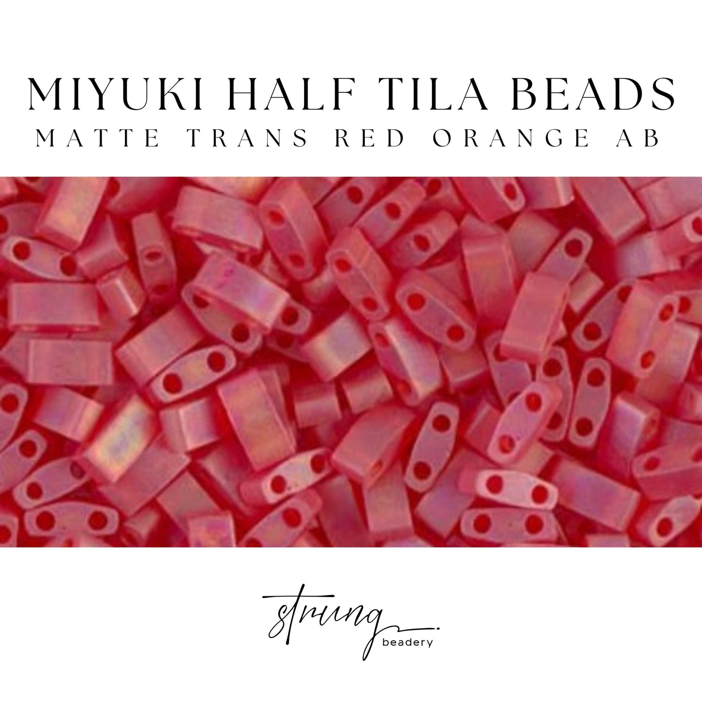 Miyuki Half Tila Beads Matte Transparent Red Orange AB Glass Tile Beds HTL-0140FR | Half | 8 Grams for Jewelry Making