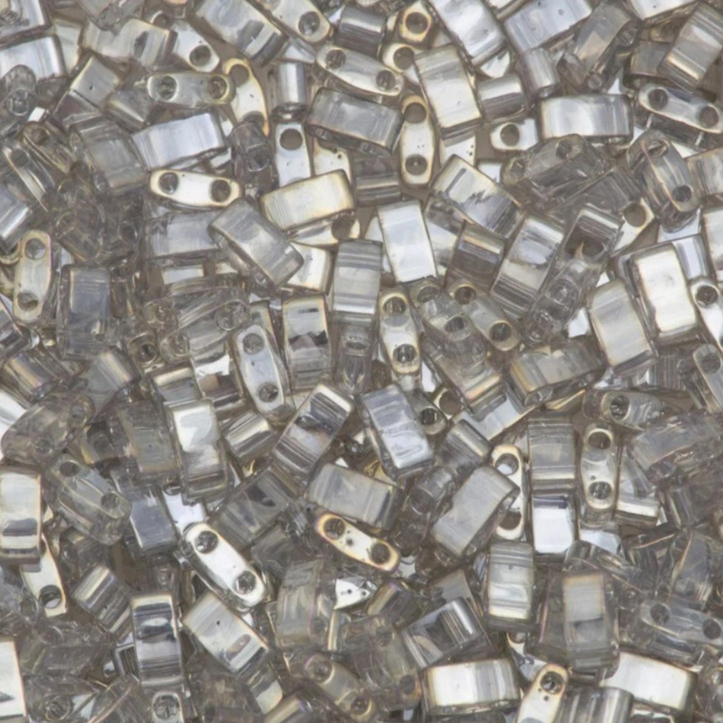 Miyuki Half Tila Beads Silver Grey Gold Luster Glass Tile Beads HTL-1881 | Half | 8 Grams for Jewelry Making