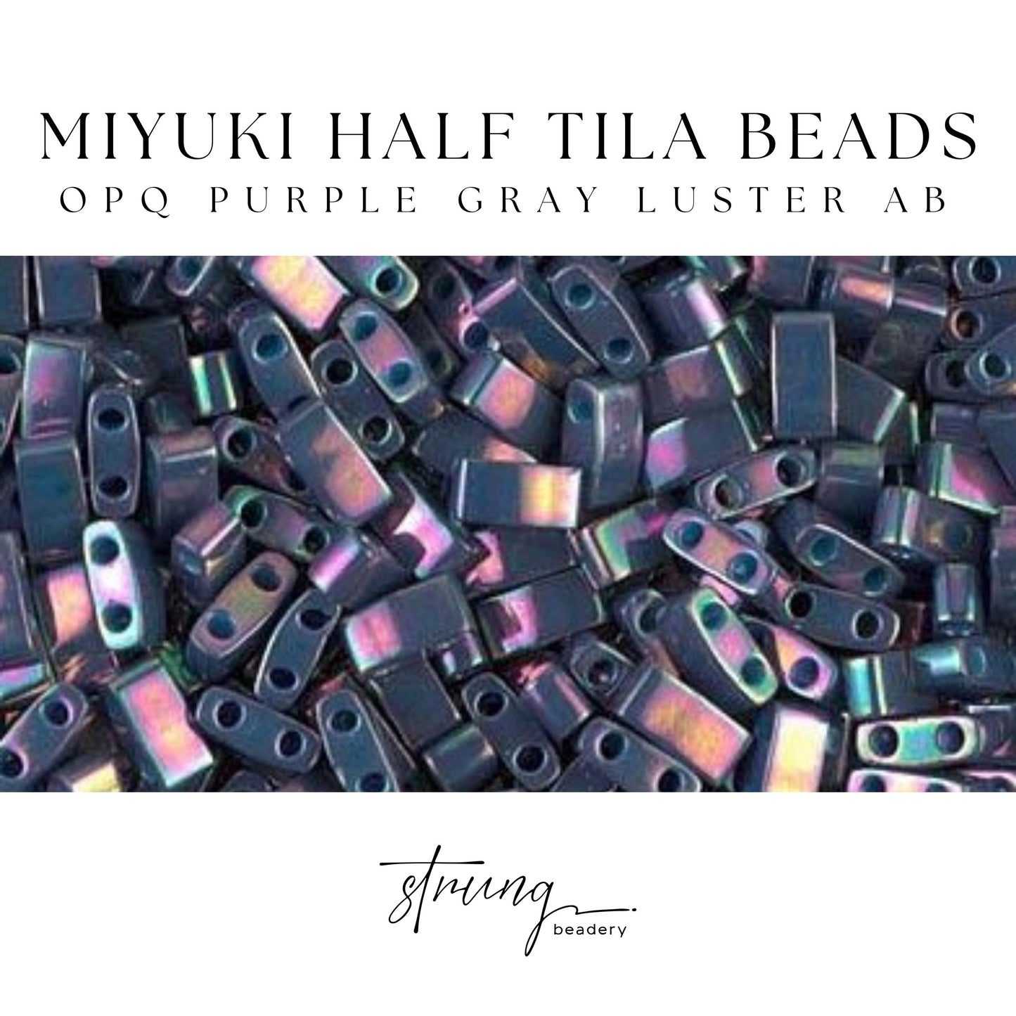 Miyuki Half Tila Beads Opaque Purple Gray Luster AB Glass Tile Beads HTL-1898 | Half | 8 Grams for Jewelry Making