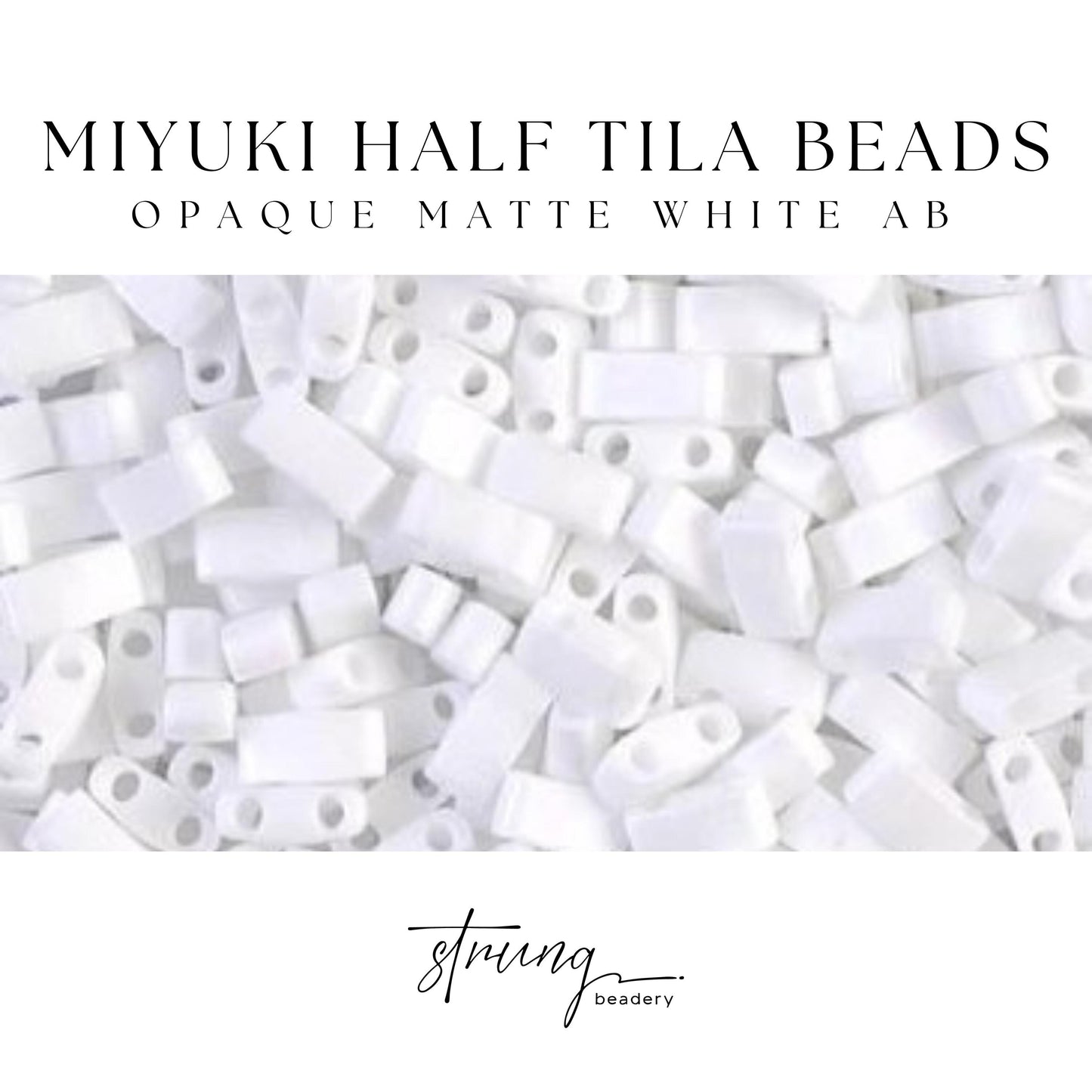 Miyuki Half Tila Beads Opaque Matte White AB Glass Tile Beads HTL-0402FR | Half | 8 Grams for Jewelry Making