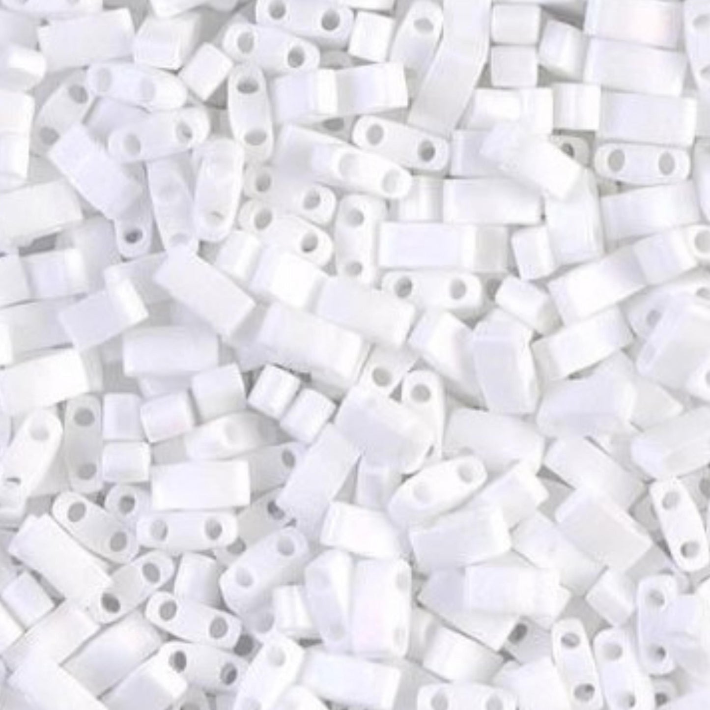 Miyuki Half Tila Beads Opaque Matte White AB Glass Tile Beads HTL-0402FR | Half | 8 Grams for Jewelry Making