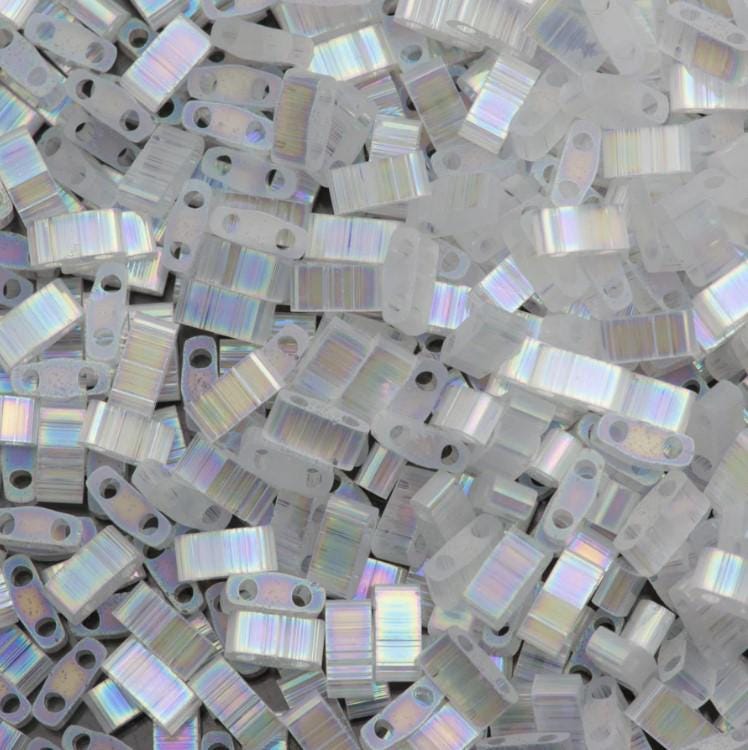 Miyuki Half Tila Beads Opaque Matte White Glass Tile Beads HTL-0402F | Half | 8 Grams for Jewelry Making