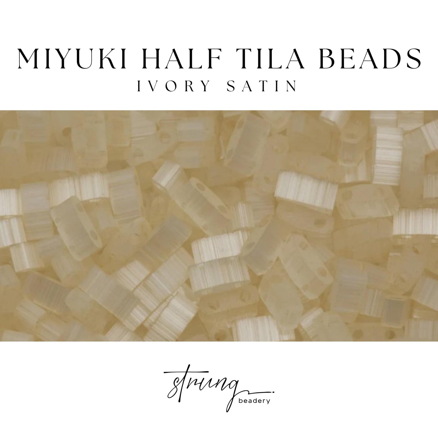 Miyuki Half Tila Beads Ivory Satin Glass Tile Beads HTL-2592 | Half | 8 Grams for Jewelry Making