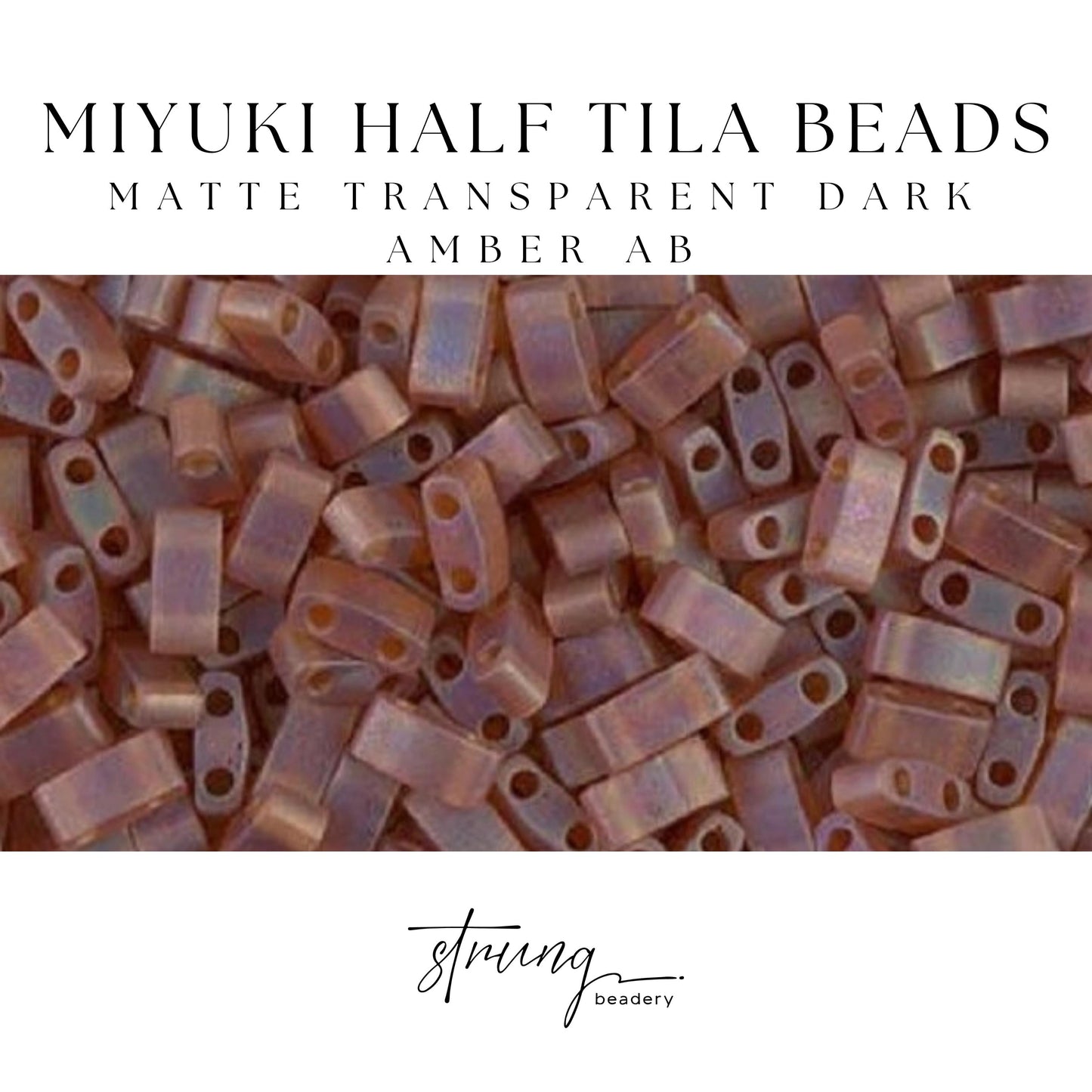 Miyuki Half Tila Beads Matte Transparent Dark Amber AB Glass Tile Beds HTL-0134FR | Half | 8 Grams for Jewelry Making