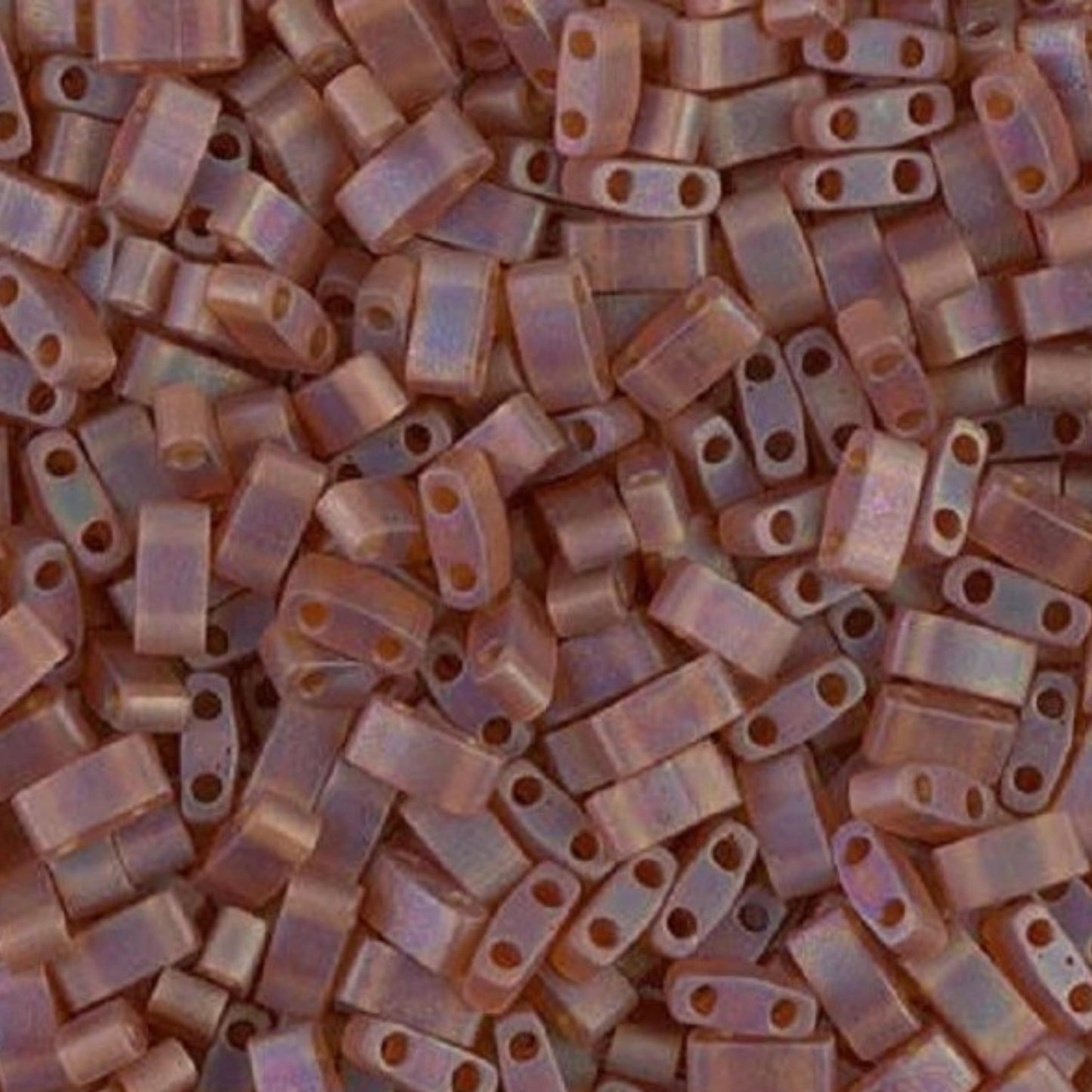 Miyuki Half Tila Beads Matte Transparent Dark Amber AB Glass Tile Beds HTL-0134FR | Half | 8 Grams for Jewelry Making