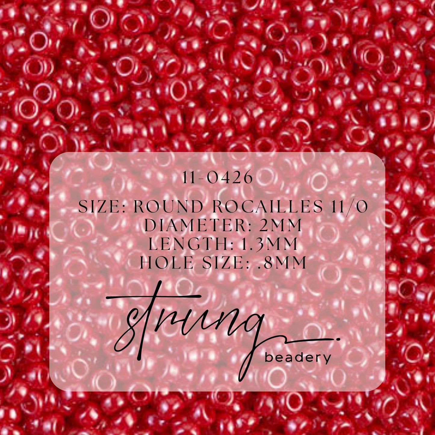11-0426 Miyuki Seed Bead Round Rocailles 11/0 | Opaque Red Luster | 15g | Japanese Beads for Jewelry Making