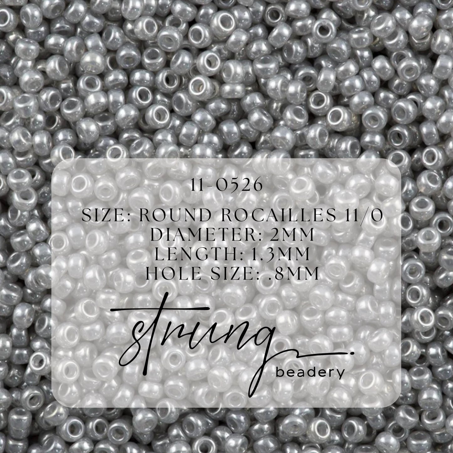 11-0526 Miyuki Seed Bead Round Rocailles 11/0 | Silver Gray Ceylon | 15g | Japanese Beads for Jewelry Making