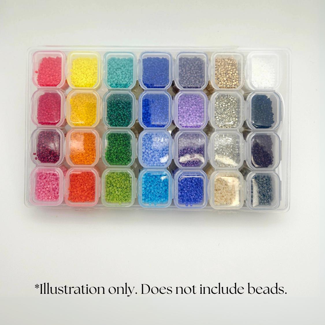 28-Grid Bead Storage Box | Clear Plastic Organizer with Removable Mini Boxes | Seed Bead & Delica Bead Case | Jewelry Making Container