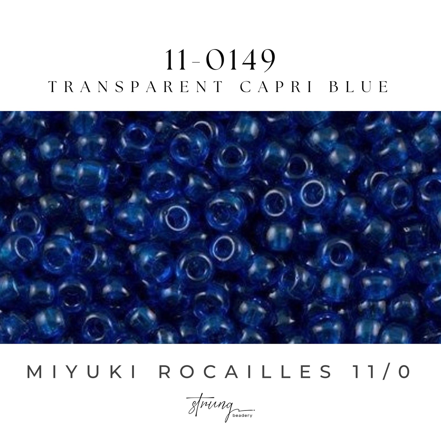 11-0149 Miyuki Seed Bead Round Rocailles 11/0 | Transparent Capri Blue | 15g | Japanese Beads for Jewelry Making