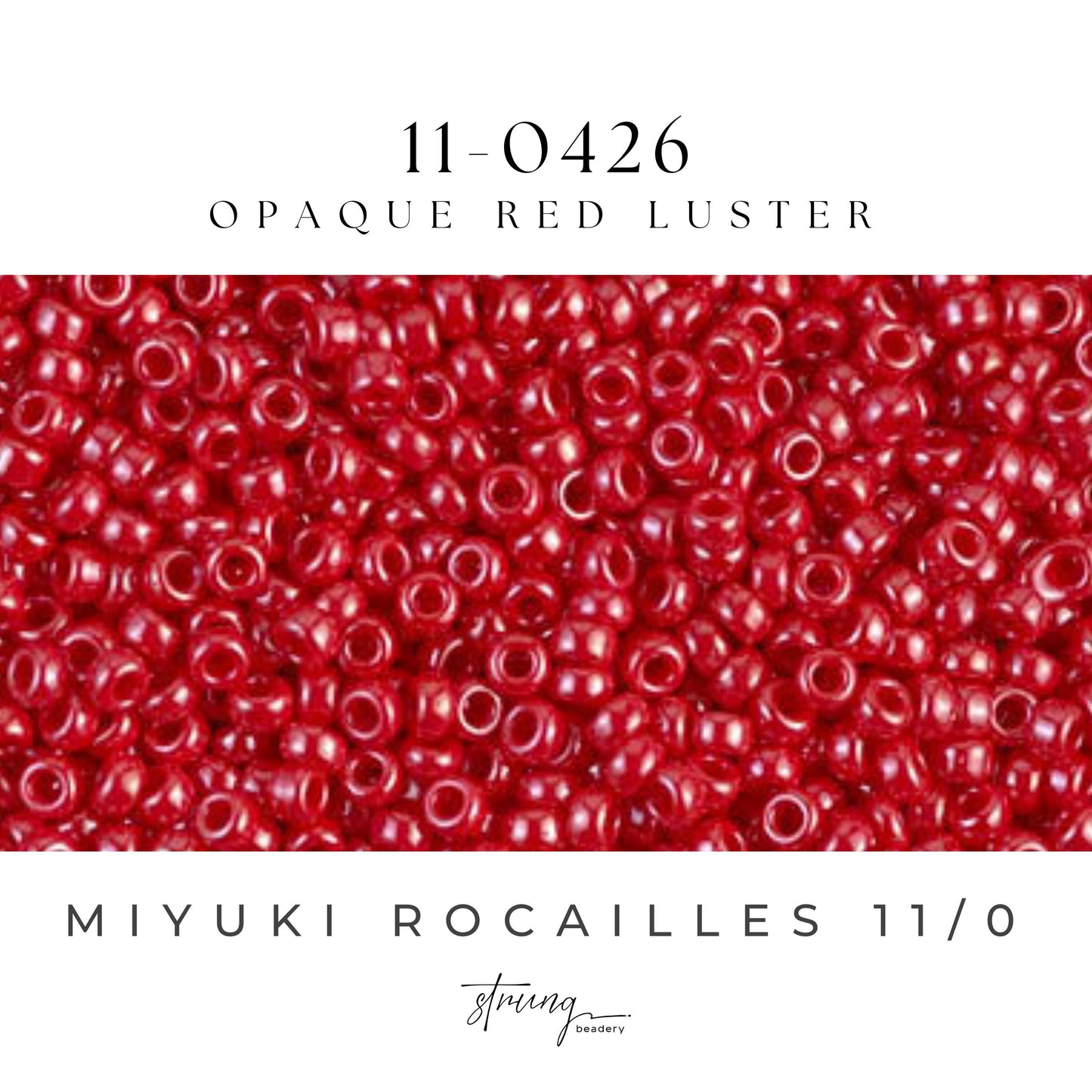 11-0426 Miyuki Seed Bead Round Rocailles 11/0 | Opaque Red Luster | 15g | Japanese Beads for Jewelry Making
