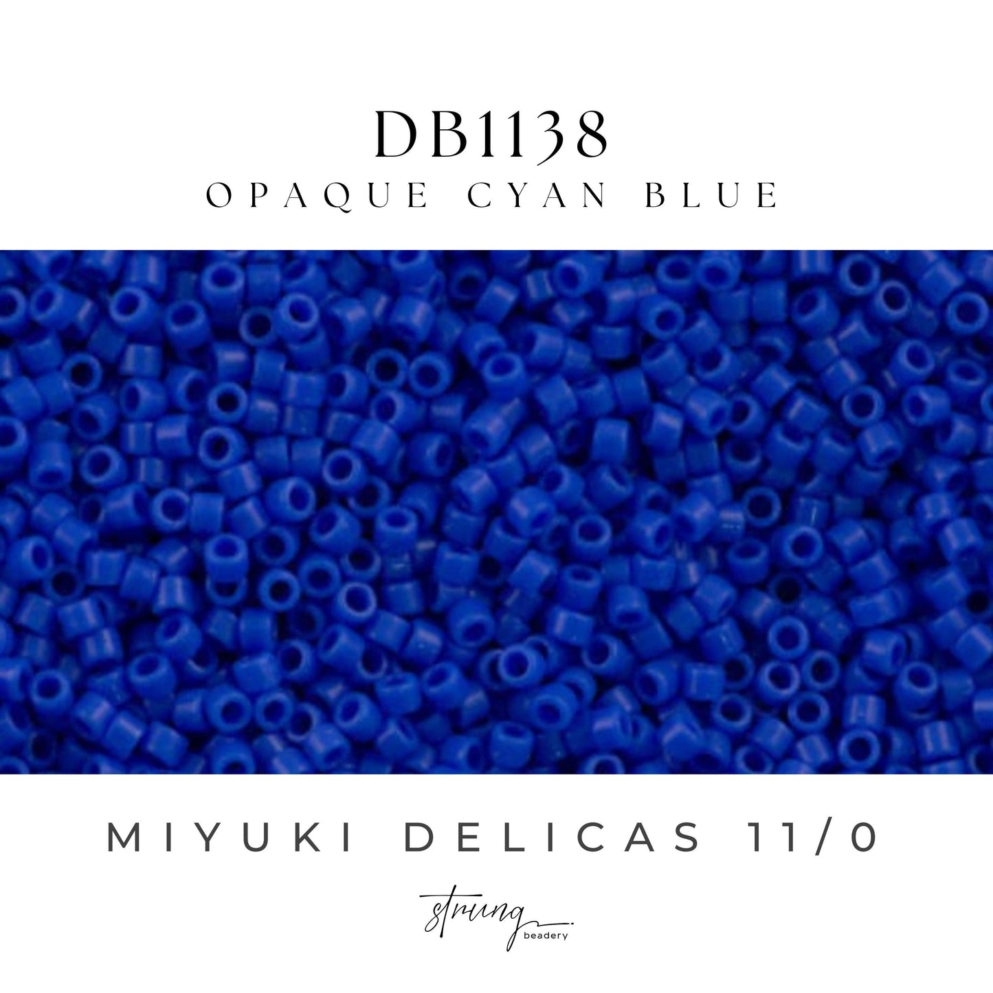 DB1138 Miyuki Seed Bead Round Rocailles 11/0 | Opaque Cyan Blue | Japanese Beads for Jewelry Making