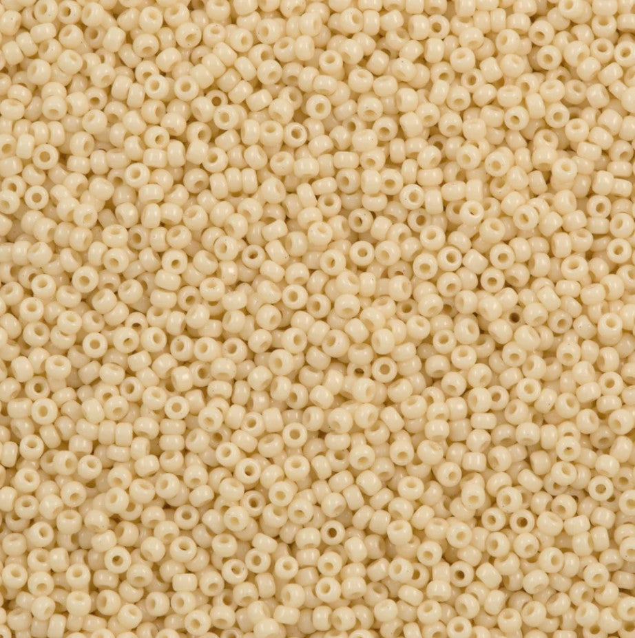 11-492 | Miyuki Seed Bead Round Rocailles 11/0 | Opaque Dark Cream  | 1&quot;x2&quot; Flip Top Container ∼15g