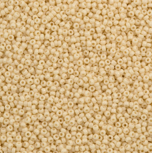 11-492 | Miyuki Seed Bead Round Rocailles 11/0 | Opaque Dark Cream  | 1&quot;x2&quot; Flip Top Container ∼15g
