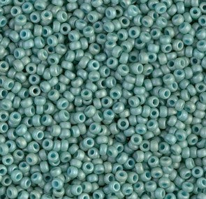 11-2028 Miyuki Seed Bead Round Rocailles 11/0 | Matte Opaque Sea Foam Luster | 1&quot;x2&quot; Flip Top Container ∼15g