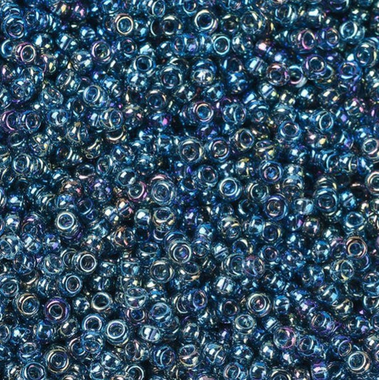 11-2459 Miyuki Seed Bead Round Rocailles 11/0 | Metallic Iris Teal | 1"x2" Flip Top Container ∼15g