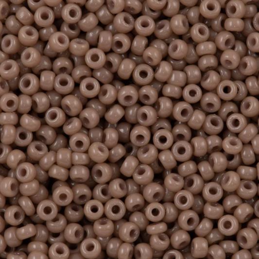 11-4455 Miyuki Seed Bead Round Rocailles 11/0 | Duracoat Opaque Beige | 1"x2" Flip Top Container ∼15g
