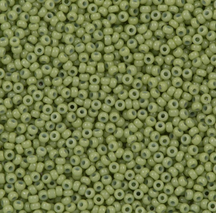 11-4473 | Miyuki Seed Bead Round Rocailles 11/0 | Duracoat Dyed Opaque Fennel | 1"x2" Flip Top Container ∼15g