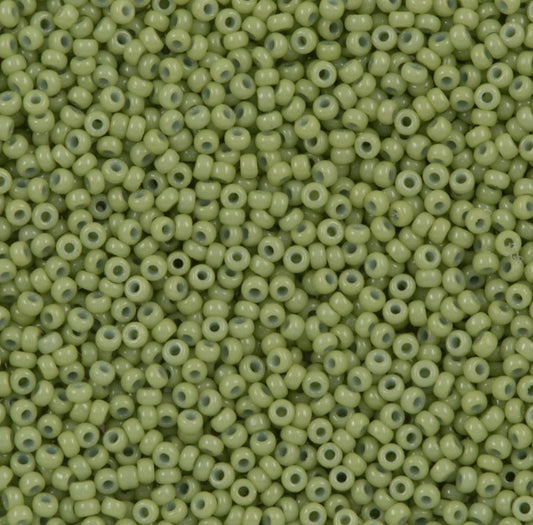 11-4473 | Miyuki Seed Bead Round Rocailles 11/0 | Duracoat Dyed Opaque Fennel | 1"x2" Flip Top Container ∼15g