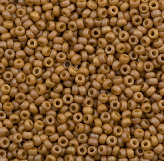 11-4693 | Miyuki Seed Bead Round Rocailles 11/0 | Pistachio Matte Rainbow Opaque Glazed  | 1"x2" Flip Top Container ∼15g