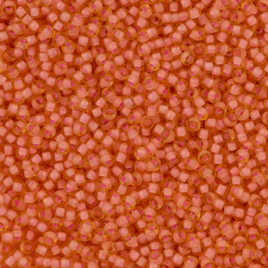 11-1935 Miyuki Seed Bead Round Rocailles 11/0 | Semi Matte Salmon Lined Amber | 1"x2" Flip Top Container ∼15g
