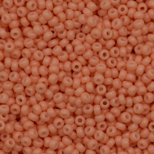 11-4461 | Miyuki Seed Bead Round Rocailles 11/0 | Duracoat Dyed Opaque Tea Rose | 1"x2" Flip Top Container ∼15g
