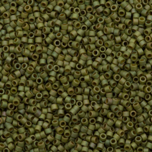 DB0372 Miyuki Delica Beads 11/0 Matte Opaque Lt Olive Luster AB – 8 grams - Japanese Seed Beads for Jewelry Making