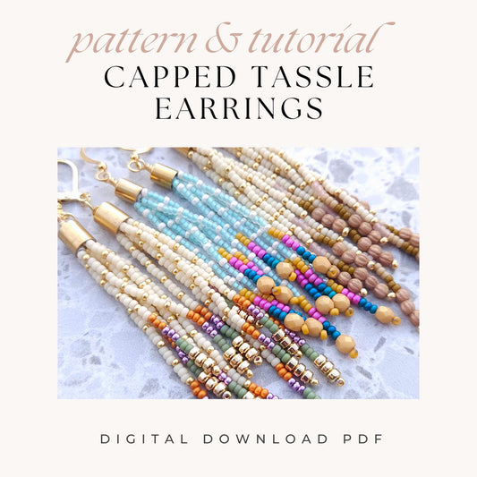 Capped Tassel Earrings Tutorial | DIY Digital Download PDF Pattern for Handmade Jewelry, Craft Accessories & Gifts