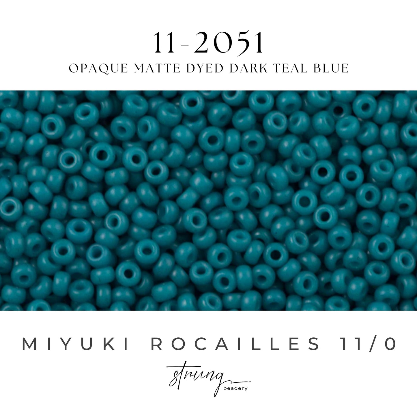 11-2051 Miyuki Seed Bead Round Rocailles 11/0 | Opaque Matte Dyed Dark Teal Blue | 1"x2" Flip Top Container ∼15g
