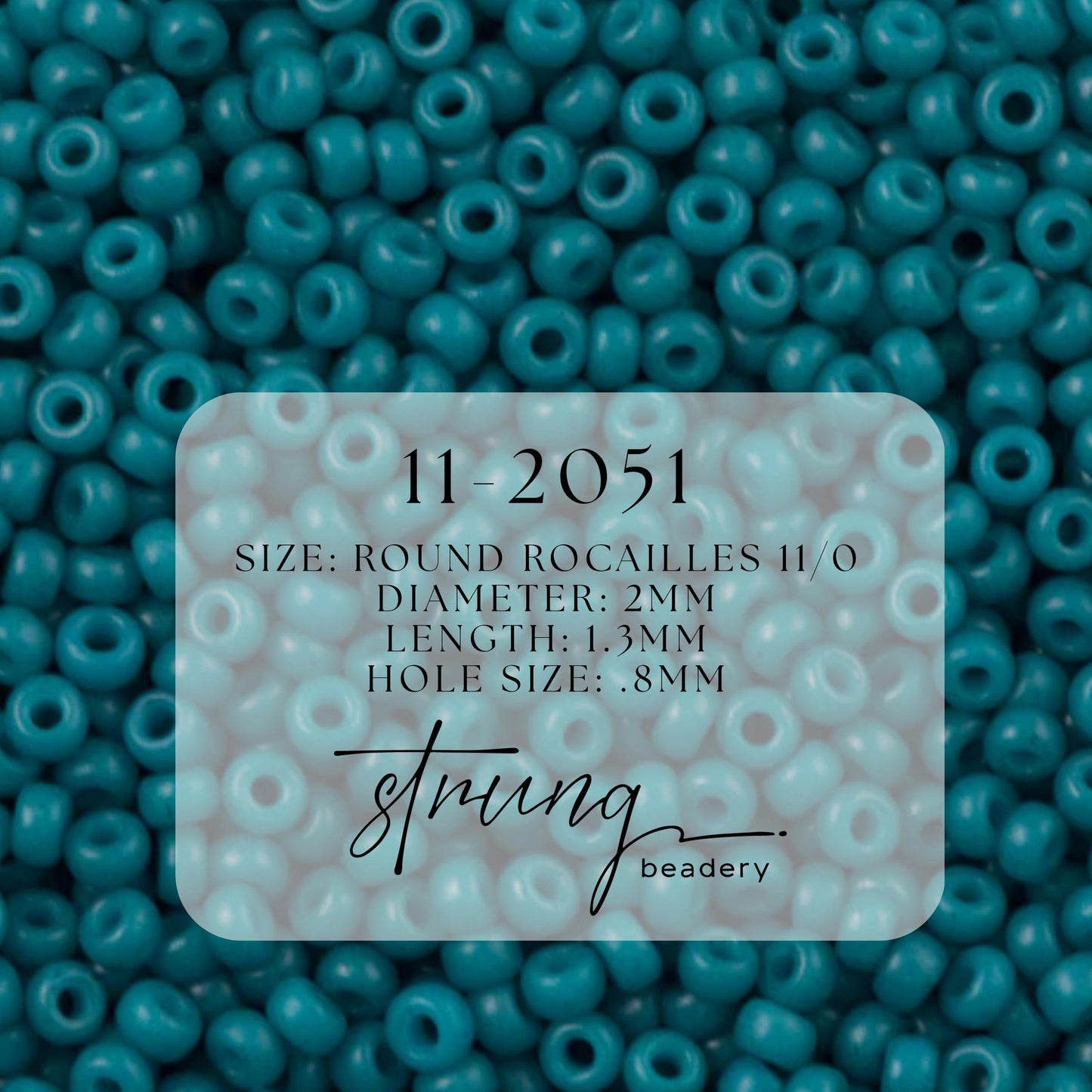 11-2051 Miyuki Seed Bead Round Rocailles 11/0 | Opaque Matte Dyed Dark Teal Blue | 1"x2" Flip Top Container ∼15g