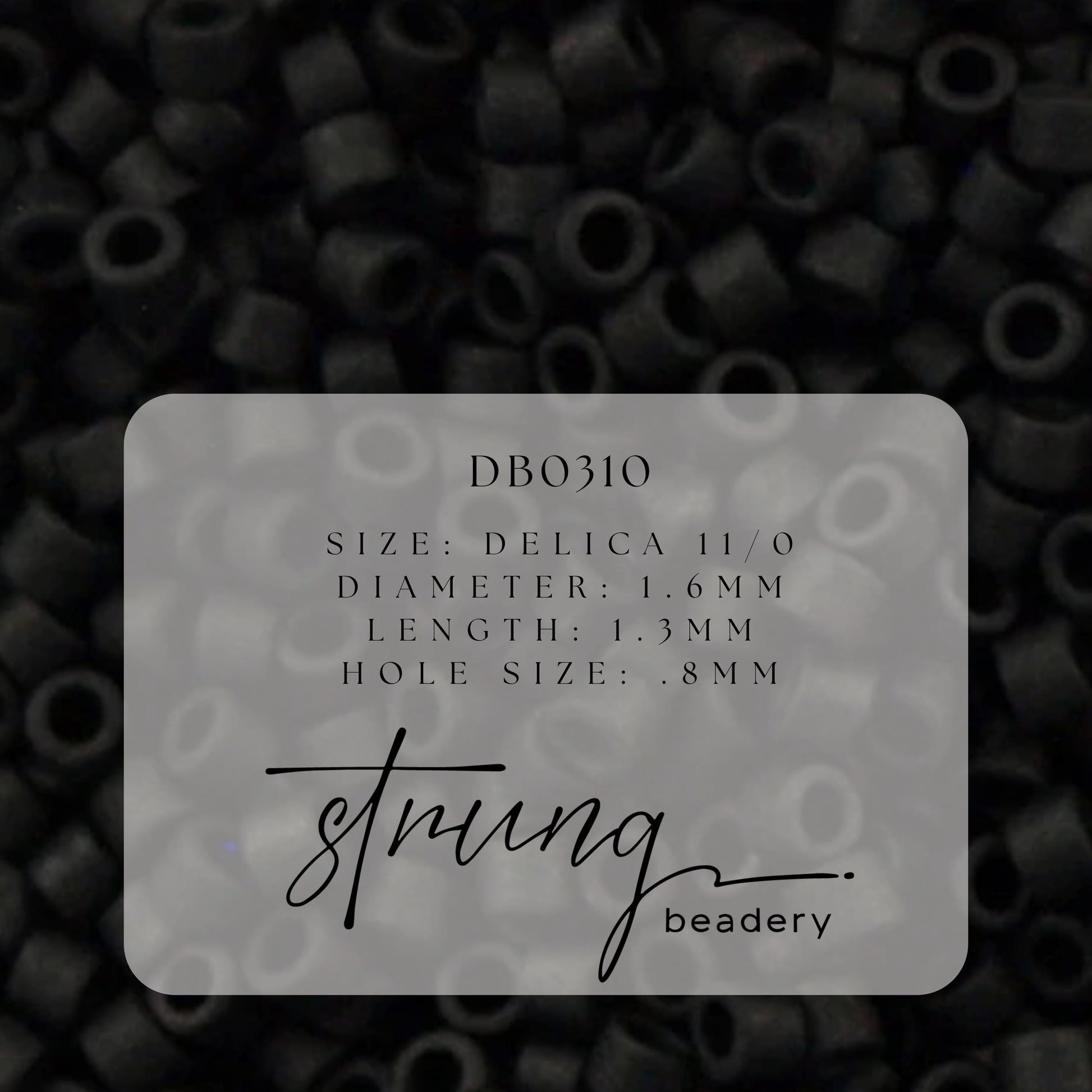 DB0310 Miyuki Delica Beads 11/0 Matte Black – 8 grams - Japanese Seed Beads for Jewelry Making