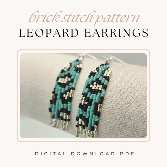 Leopard Print Brick Stitch Earring Pattern – Beading Chart + Supply List