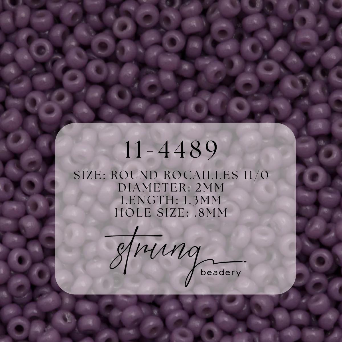 11-4489 | Miyuki Seed Bead Round Rocailles 11/0 | Duracoat Dyed Opaque Dark Orchid | 1"x2" Flip Top Container ∼15g