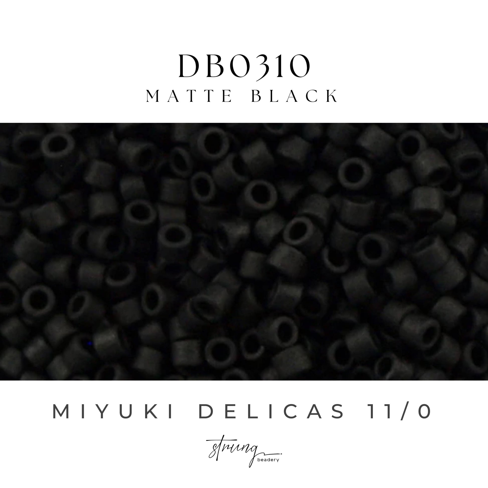 DB0310 Miyuki Delica Beads 11/0 Matte Black – 8 grams - Japanese Seed Beads for Jewelry Making