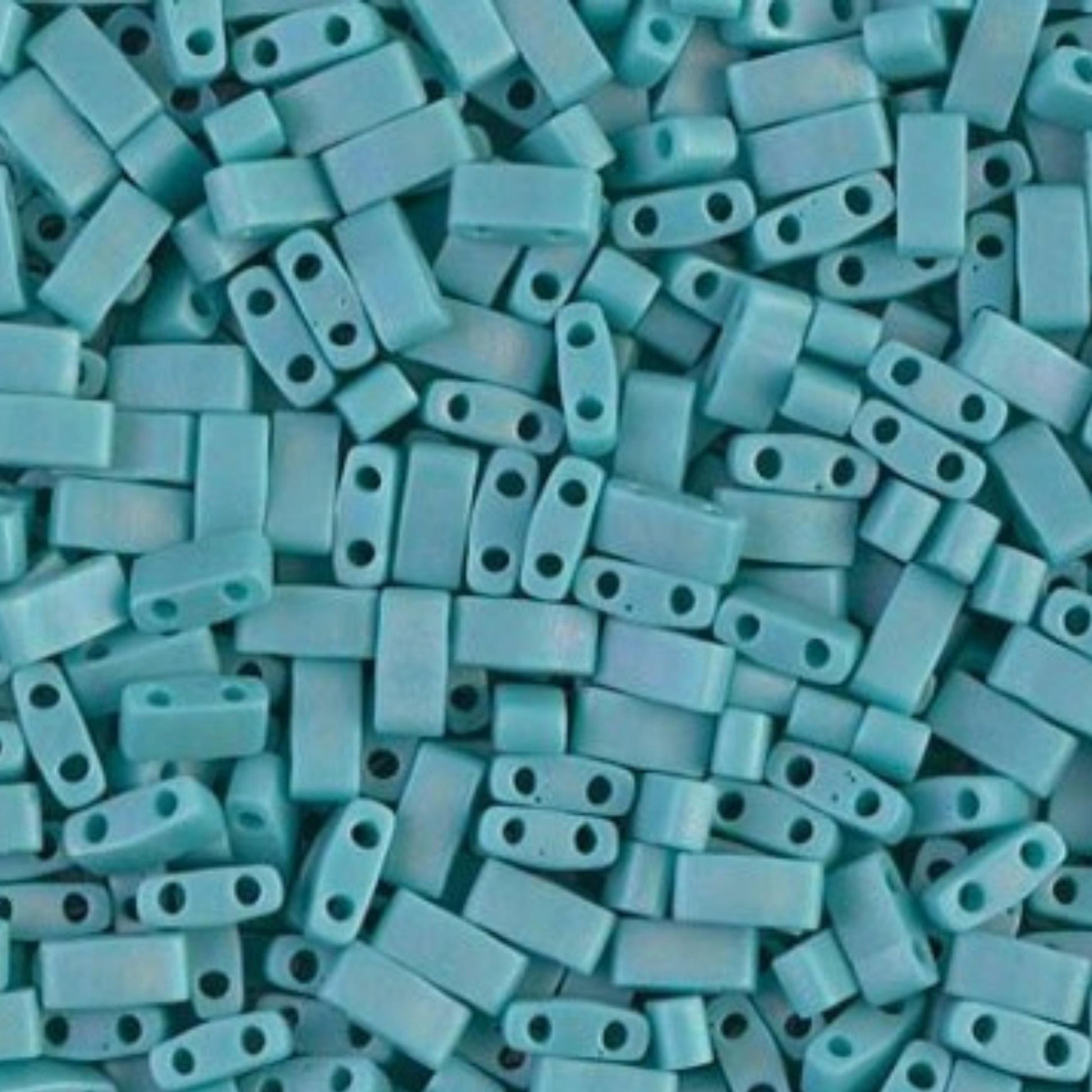 Miyuki Half Tila Beads Matte Opaque Turquoise Green Glass Tile Beads HTL-412FR | Half | 8 Grams for Jewelry Making