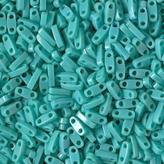 Miyuki Quarter Tila Beads Opaque Turquoise Green Glass Tile Beads QTL-412 | Quarter | 8 Grams for Jewelry Making
