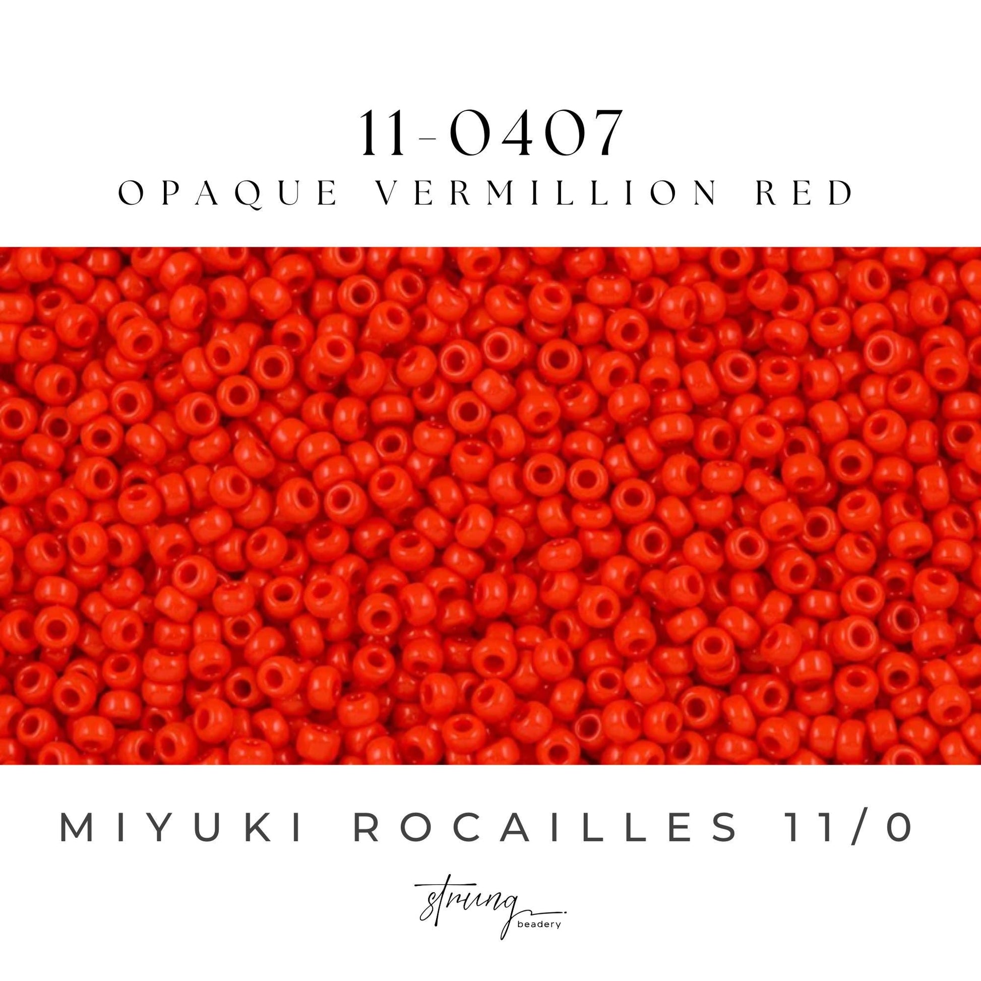 11-0407| Miyuki Seed Bead Round Rocailles 11/0 | Opaque Vermillion Red | 15g | Japanese Beads for Jewelry Making