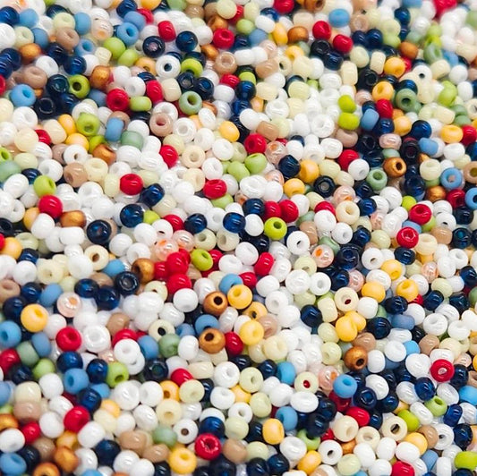 Americana Czech Glass Seed Beads Mix 15g Red White Blue for 4th of July Jewelry Making & Craft Supplies