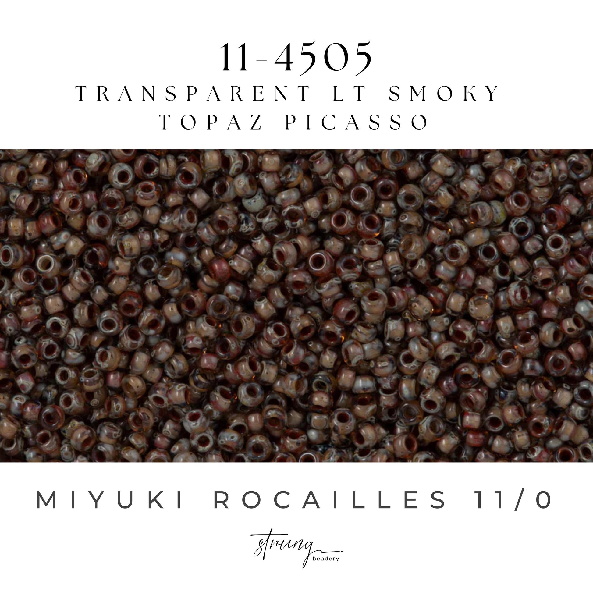 11-4505 Miyuki Seed Bead Round Rocailles 11/0 | Transparent Lt Smoky Topaz | 15g | Japanese Beads for Jewelry Making