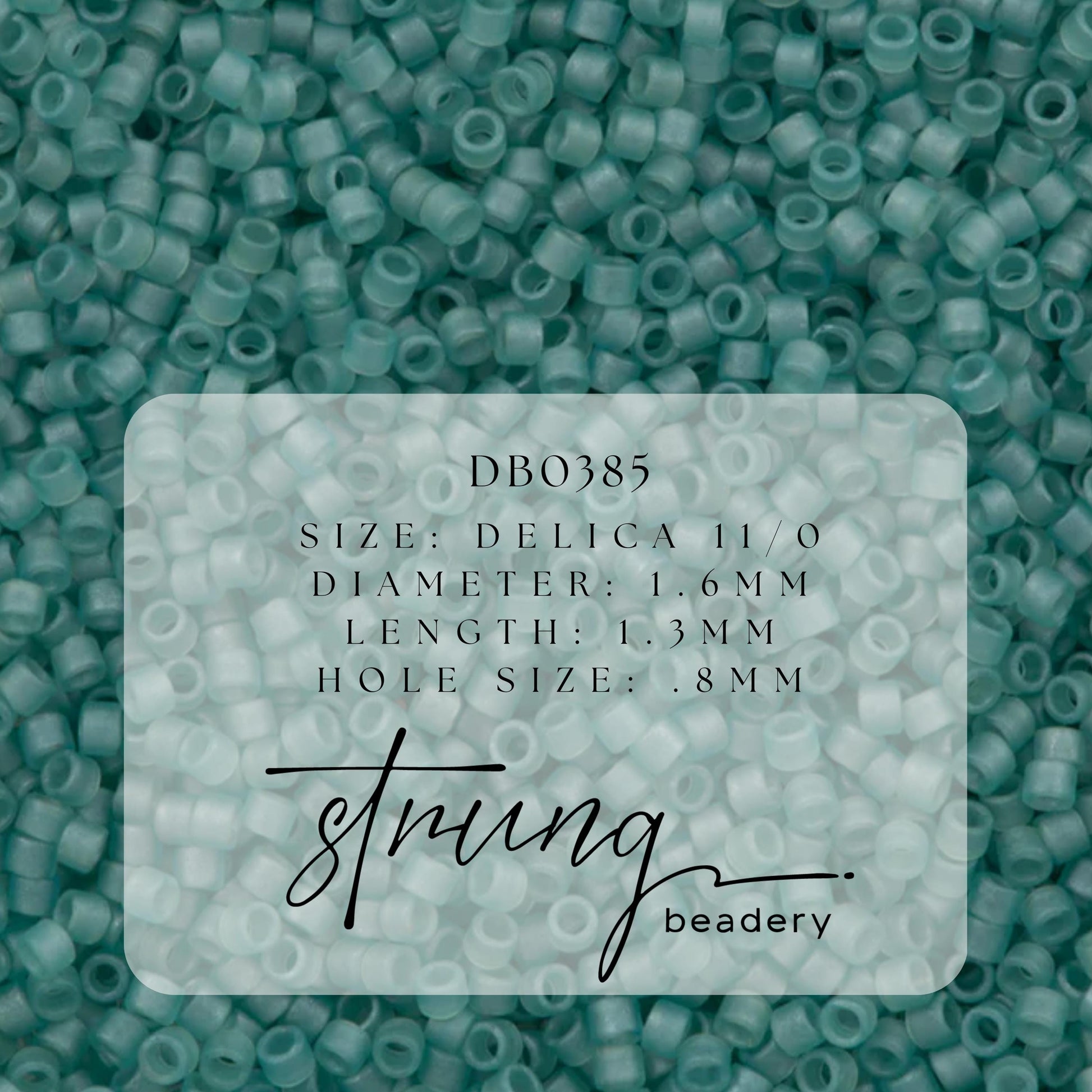 DB0385 Miyuki Delica Beads 11/0 Matte Sea Glass Green Luster– 8 grams - Japanese Seed Beads for Jewelry Making